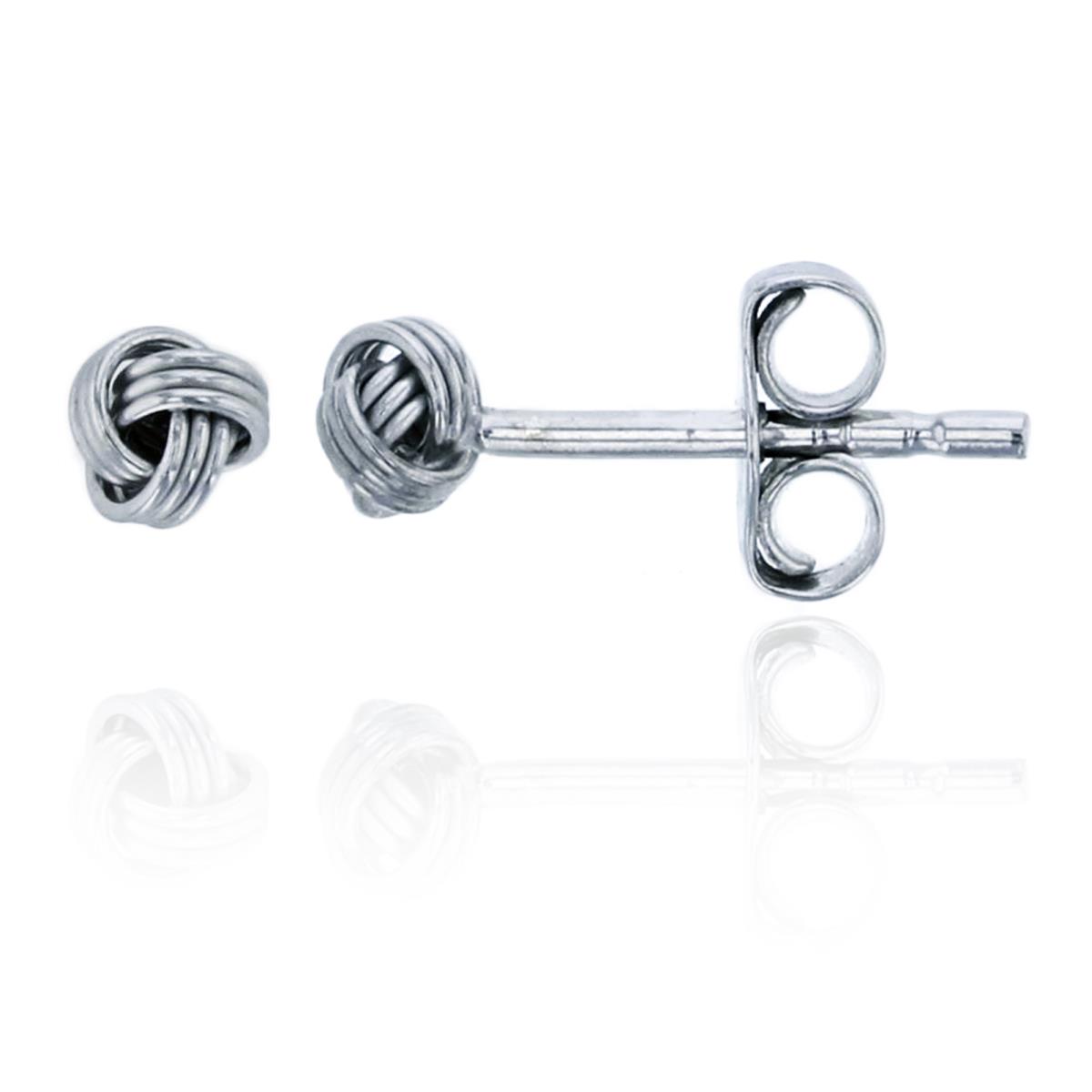 Sterling Silver Rhodium 3mm Small Knot Stud Earring