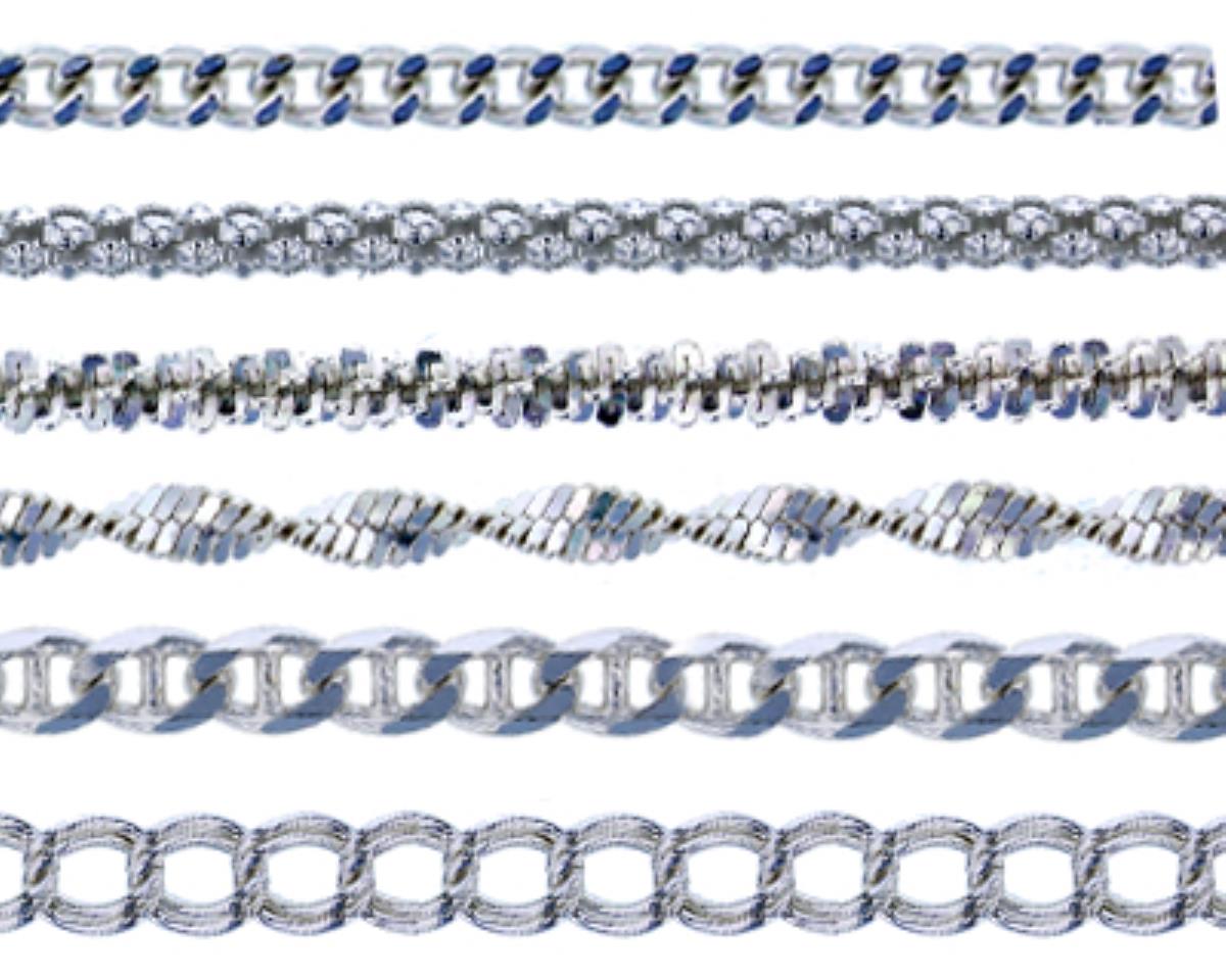 Sterling Silver Silver-Plated E-coated 7.5" Chain Bracelet Set (Set of 7) 