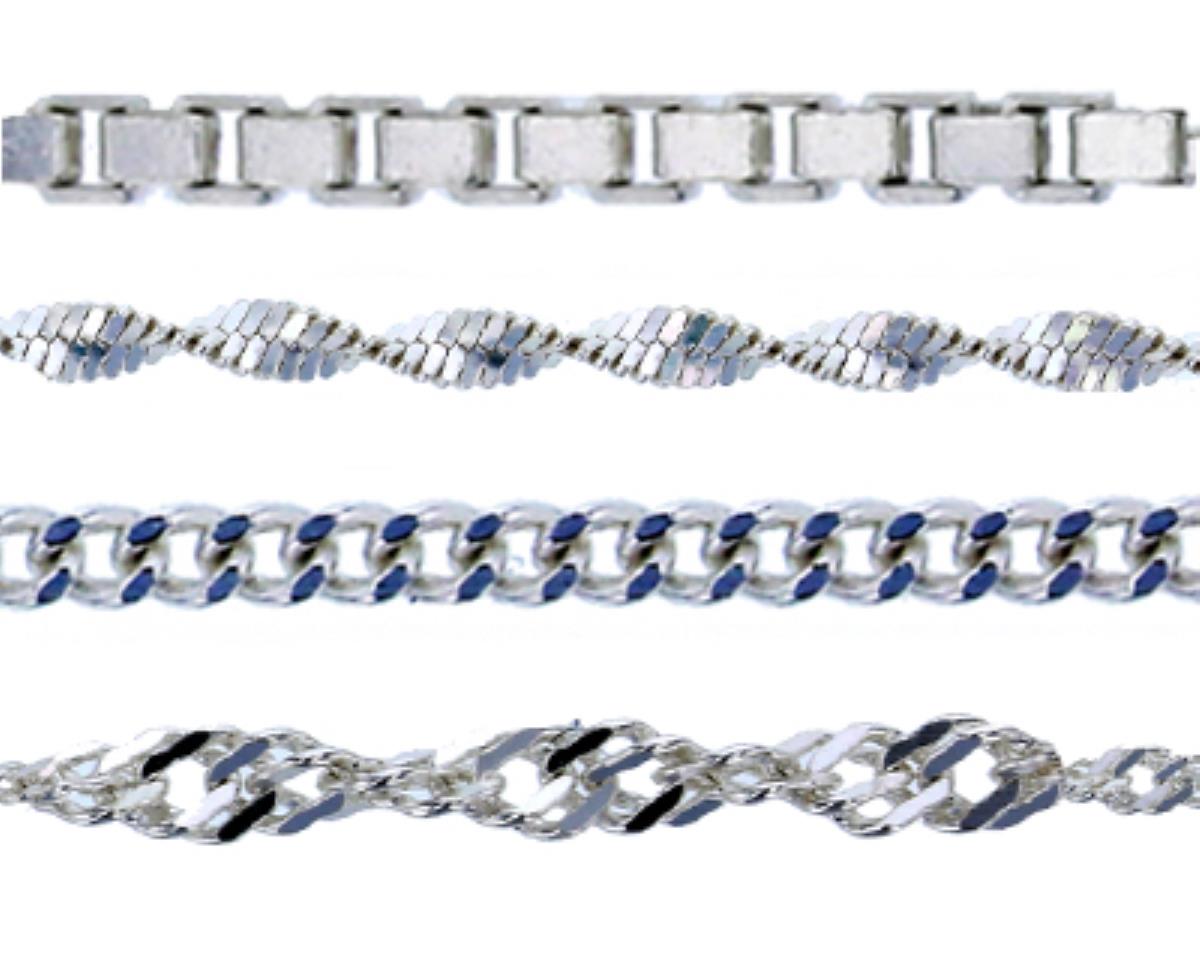 Sterling Silver Silver-Plated E-coated 24" Chain Set (Set of 7) 