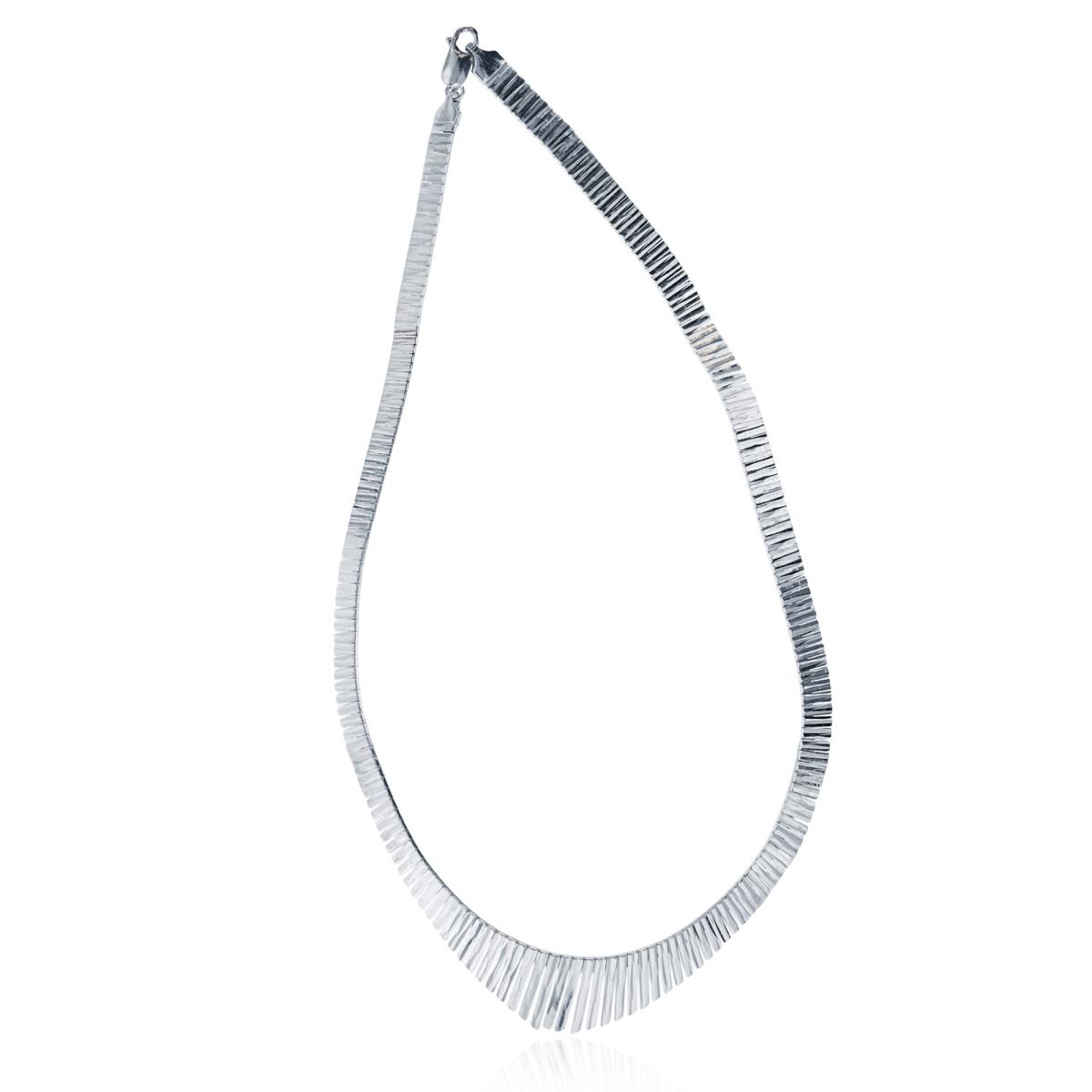 Sterling Silver Rhodium 21mm Graduated V-Shaped 16" Omega Necklace