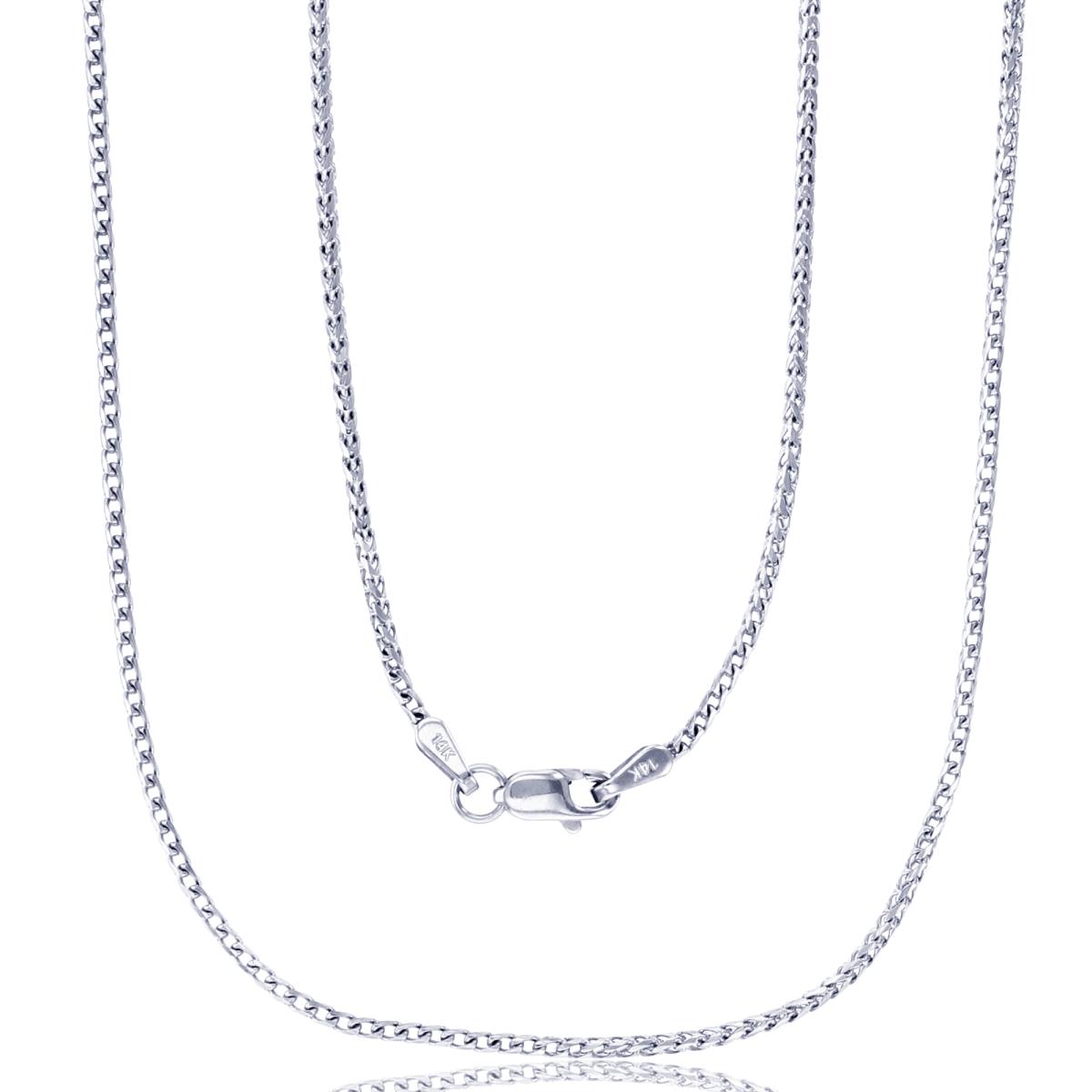 14K White Gold 1.35mm 24" Solid Franco 040 Chain