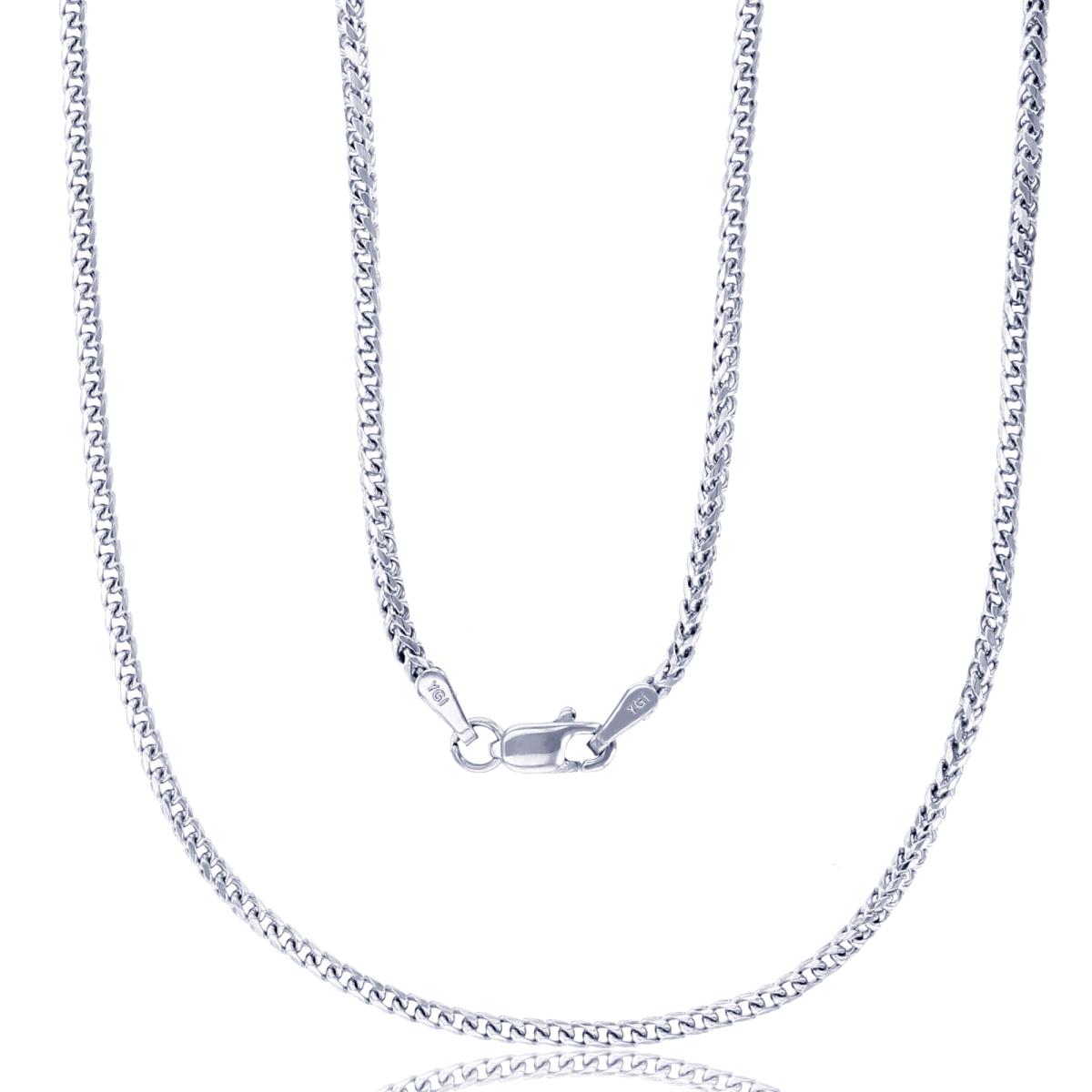 14K White Gold 1.72mm 22" Solid Franco 050 Chain