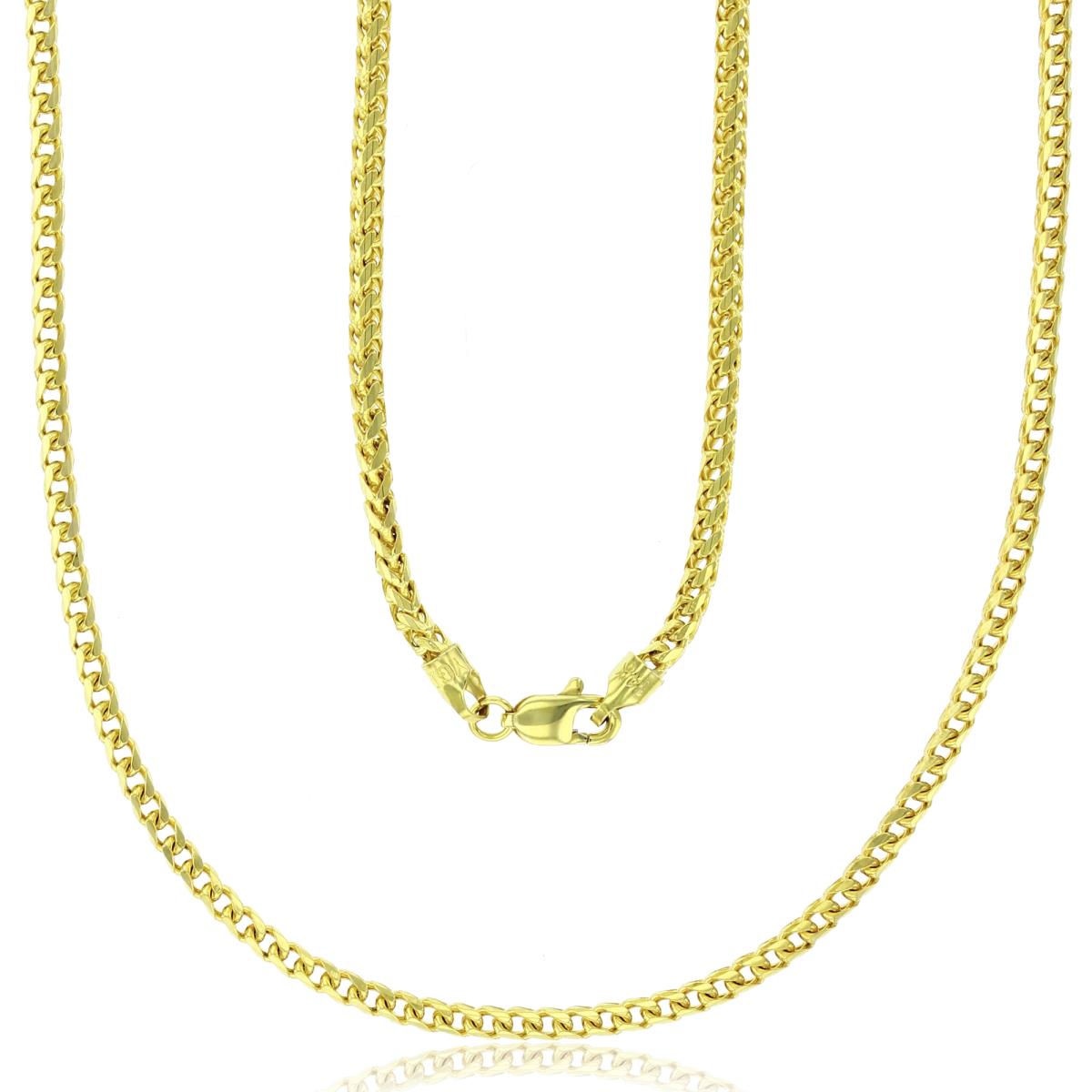14K Yellow Gold 2.75mm 22" Solid Franco 080 Chain