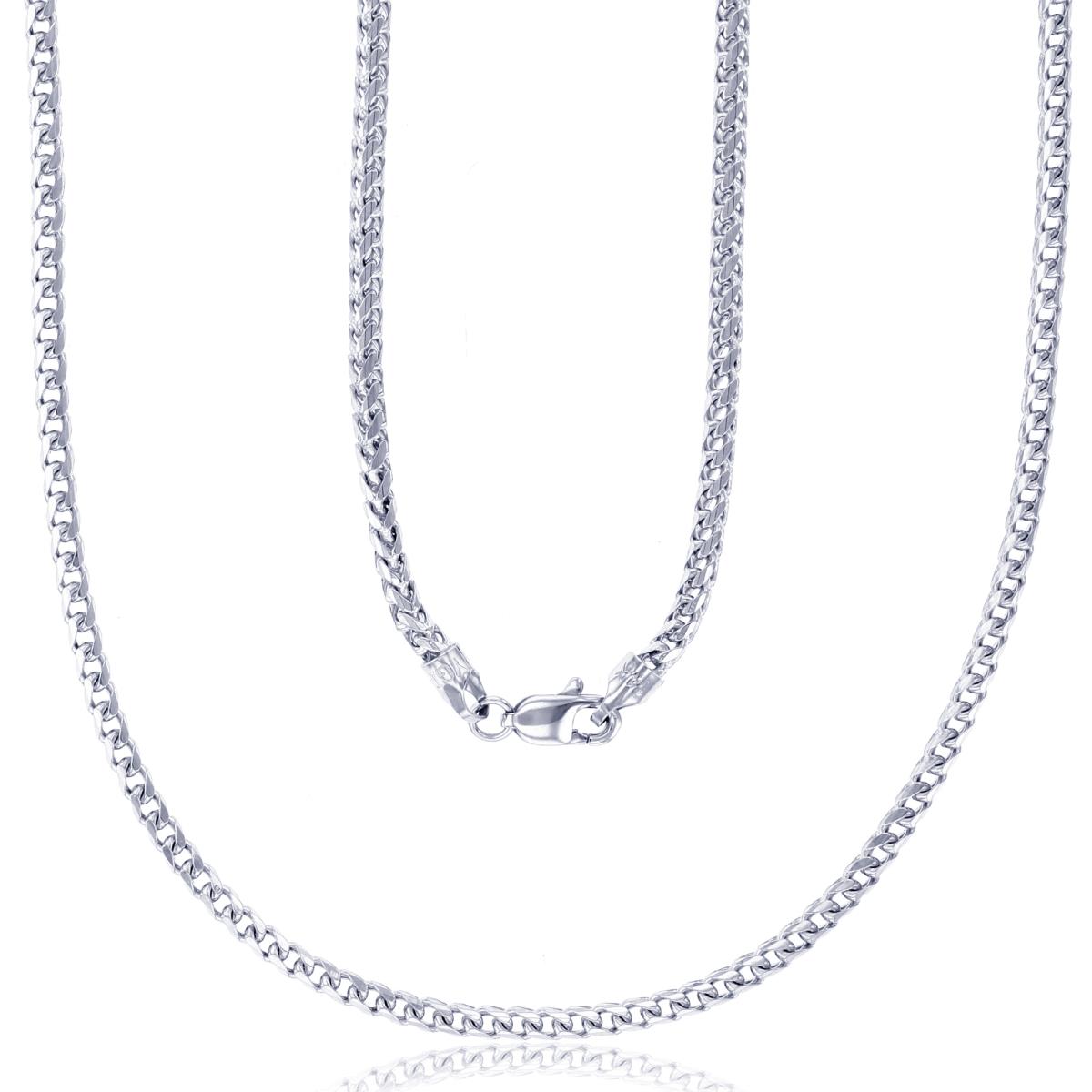 14K White Gold 2.75mm 24" Solid Franco 080 Chain