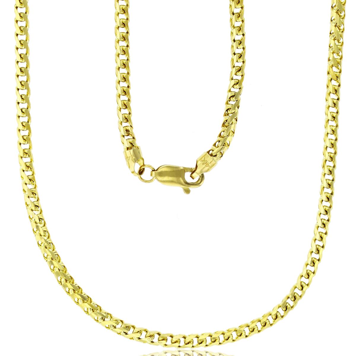 14K Yellow Gold 3.15mm 30" Solid Franco 100 Chain