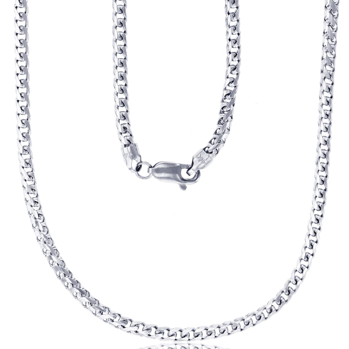 14K White Gold 3.15mm 30" Solid Franco 100 Chain