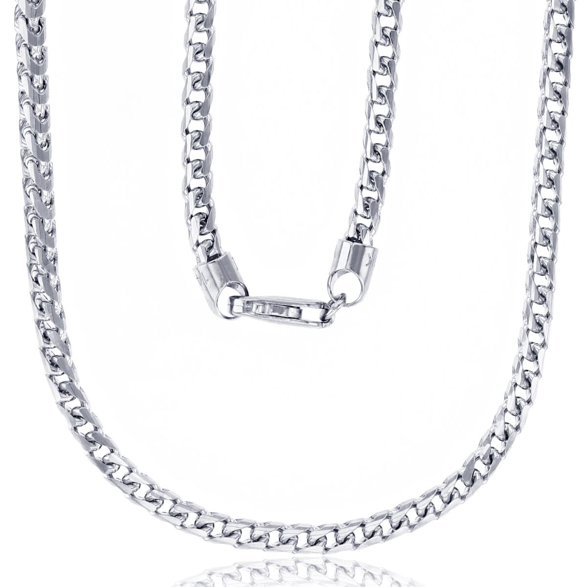 14K White Gold 4.00mm 26" Solid Franco 125 Chain