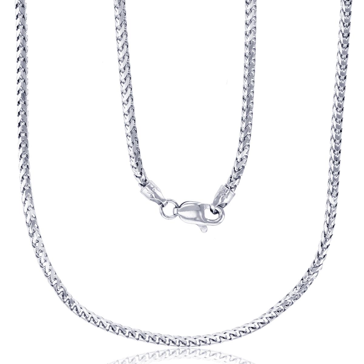 14K White Gold 2.25mm 24" Solid Franco 065 Chain
