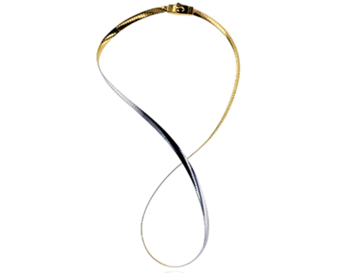10K Two-Tone Gold 4.00mm Reversible 17" Fancy Closure Avvolto Necklace