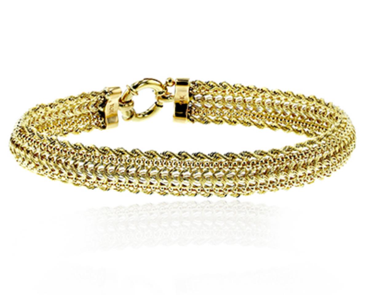 10K Yellow Gold 9mm 5-Line Mixto 7.5" Bracelet