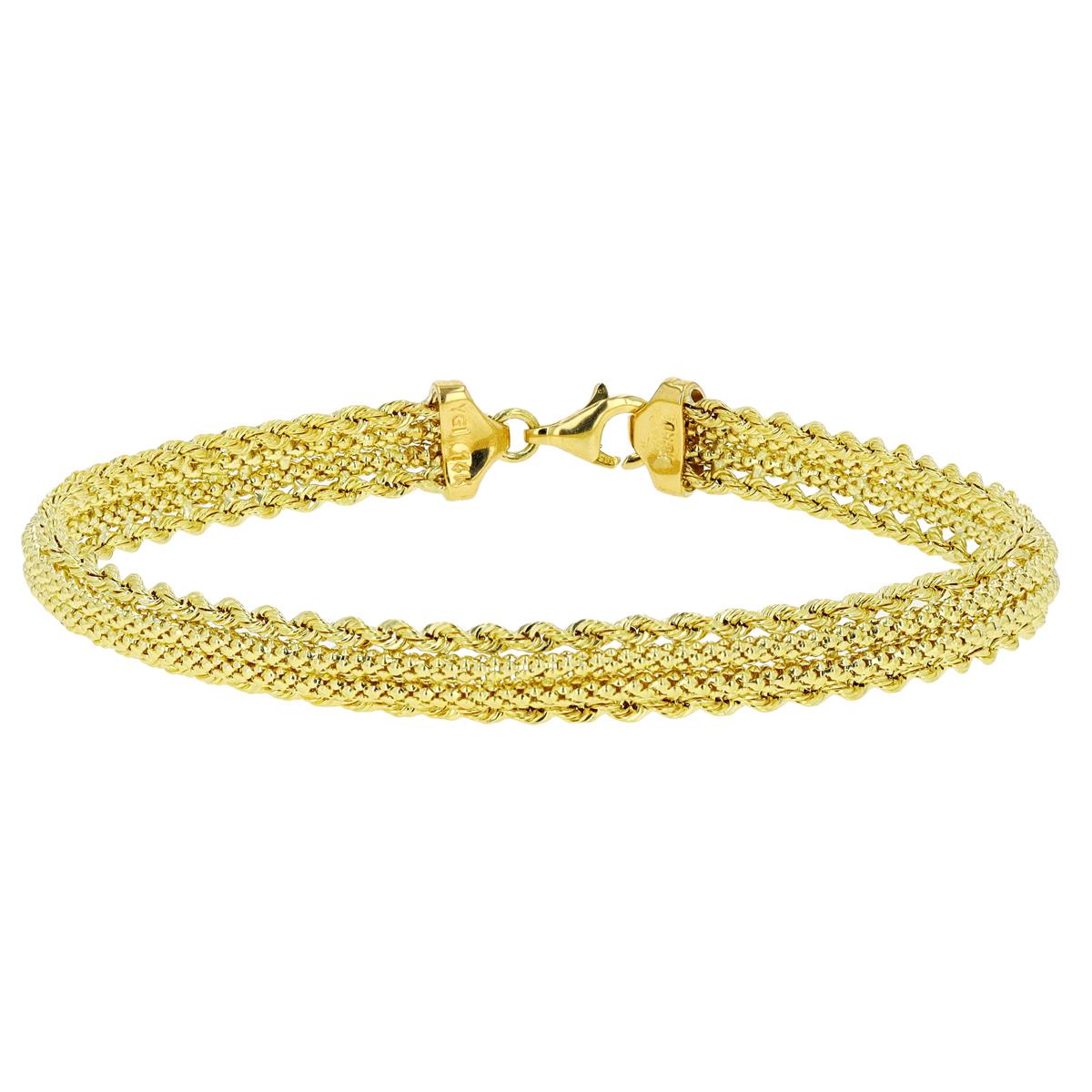 14K Yellow Gold 6mm 4-Line Mixto 7.5" Bracelet