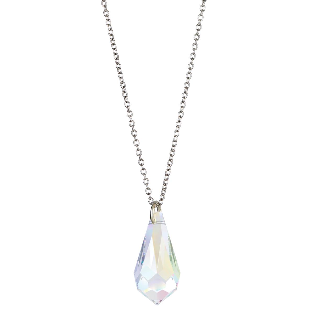 Sterling Silver Rhodium Aurore Boreale 11mm Teardrop Swarovski Crystal 18" Necklace