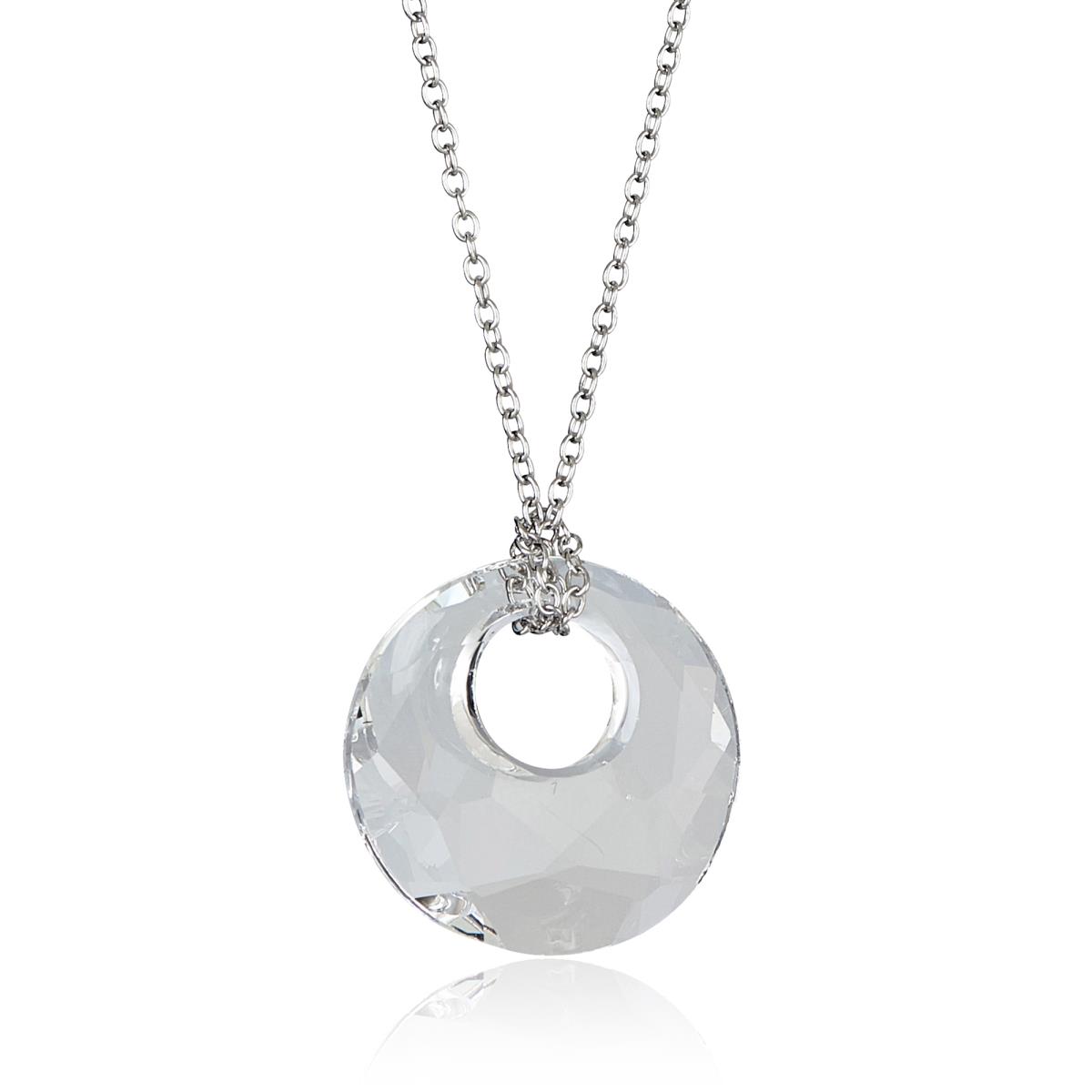 Sterling Silver Rhodium Clear 18mm Victory Swarovski Crystal 18" Necklace