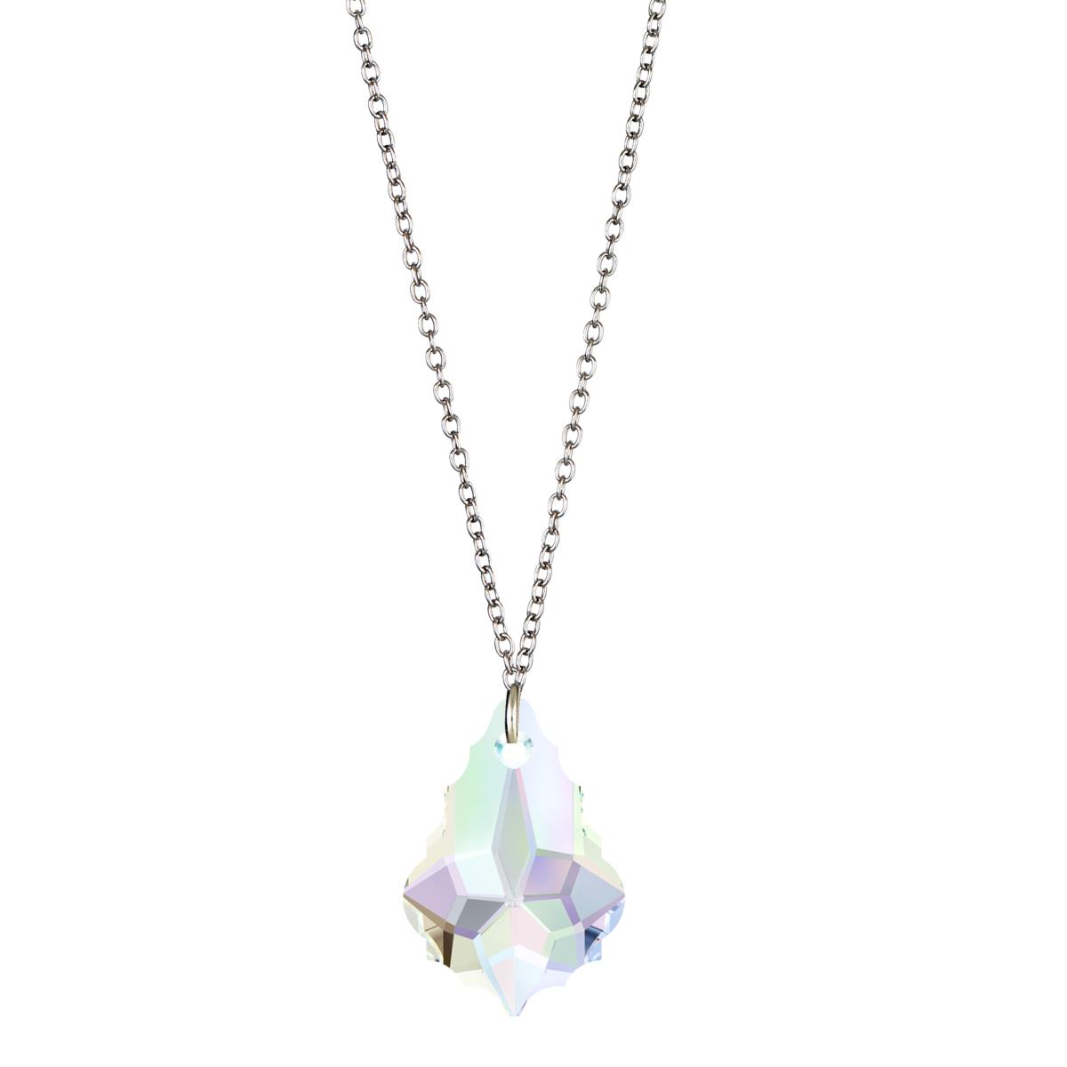 Sterling Silver Rhodium Aurore Boreale 11mm Baroque Swarovski Crystal 18" Necklace