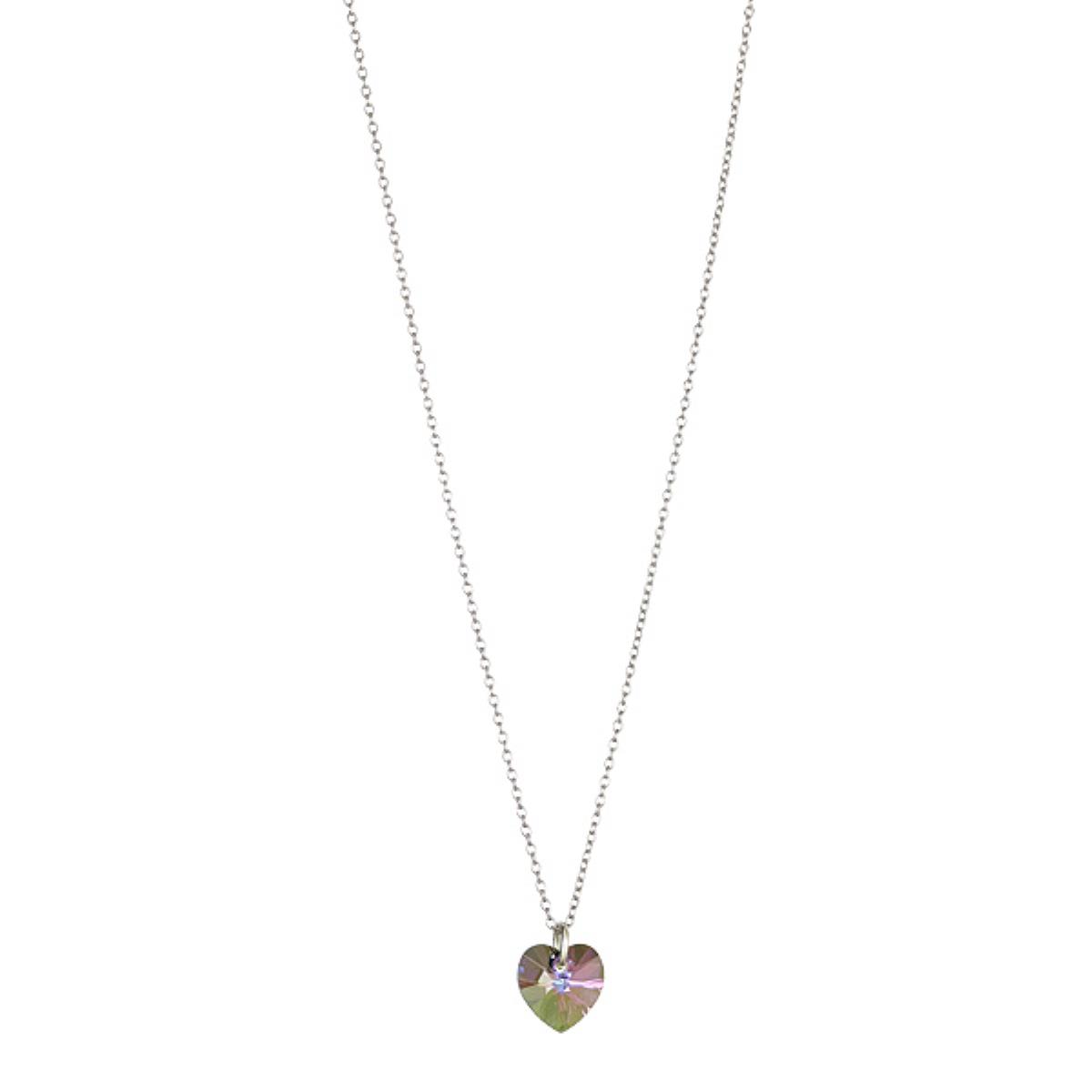 Sterling Silver Rhodium Paradise Shine 10.30mm Xilion Heart Swarovski Crystal 18" Necklace