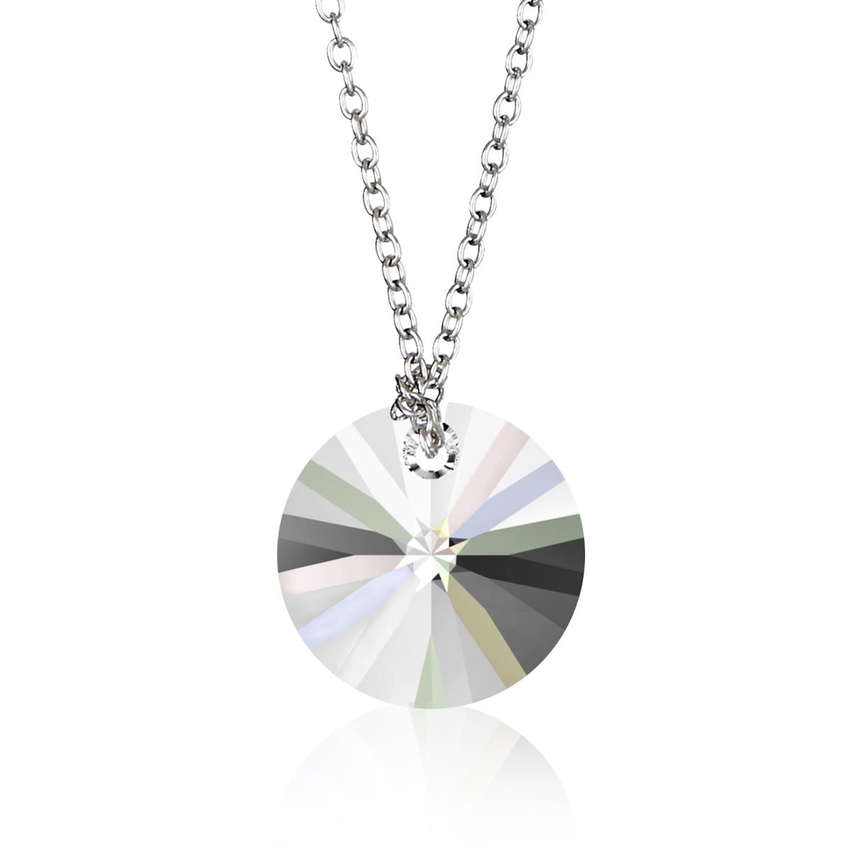 Sterling Silver Rhodium Aurore Boreale 12mm Xilion Swarovski Crystal 18" Necklace