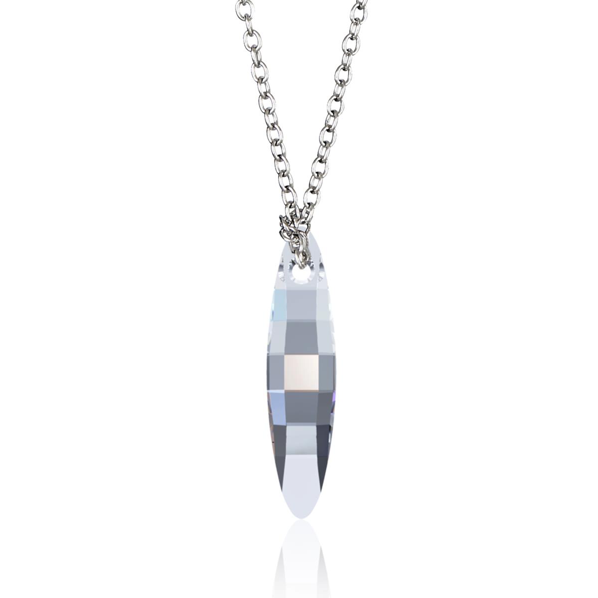 Sterling Silver Rhodium Aurore Boreale 32mm Ellipse Swarovski Crystal 18" Necklace