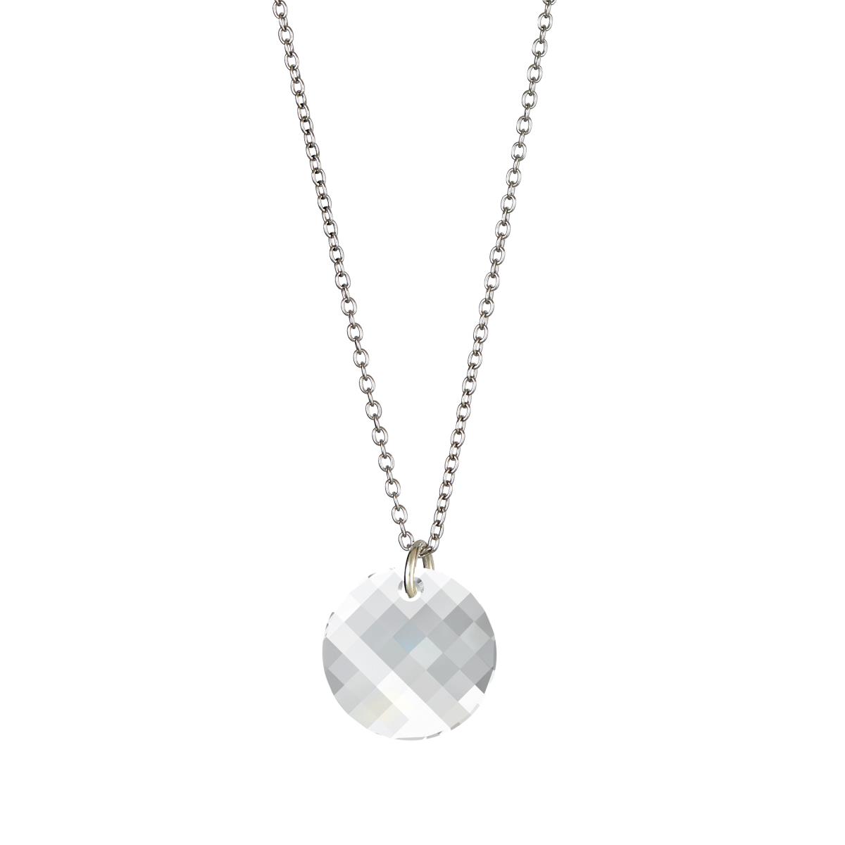 Sterling Silver Rhodium Clear 18mm Twist Swarovski Crystal 18" Necklace