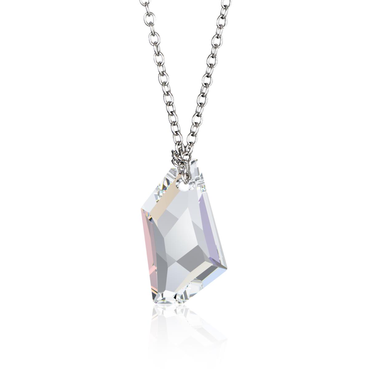 Sterling Silver Rhodium Aurore Boreale 24mm De-Art Swarovski Crystal 18" Necklace