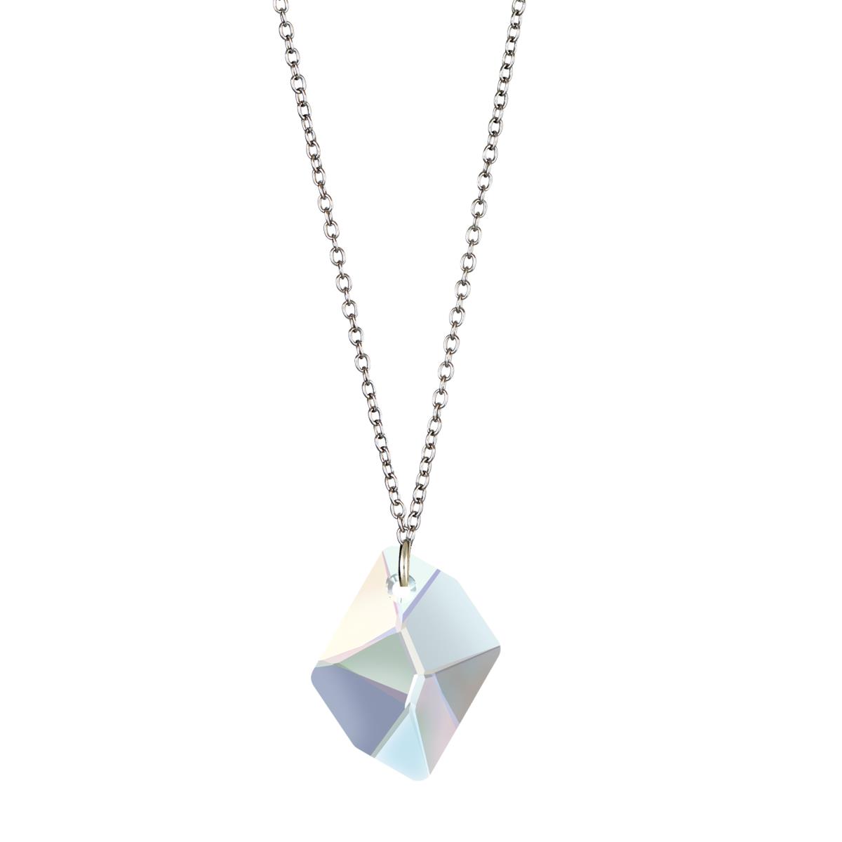 Sterling Silver Rhodium Aurore Boreale 20mm Cosmic Swarovski Crystal 18" Necklace