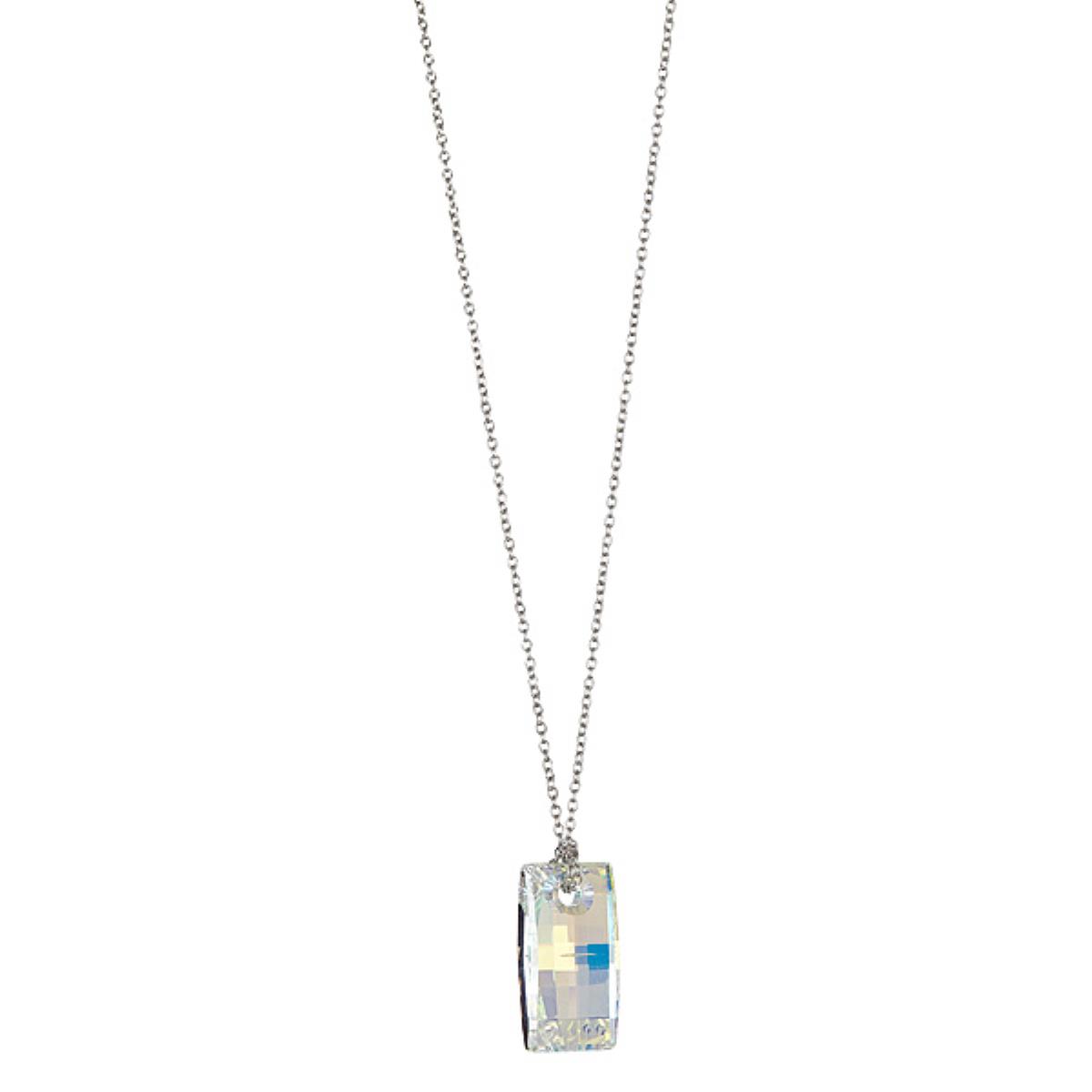 Sterling Silver Rhodium Aurore Boreale 20mm Urban Swarovski Crystal 18" Necklace