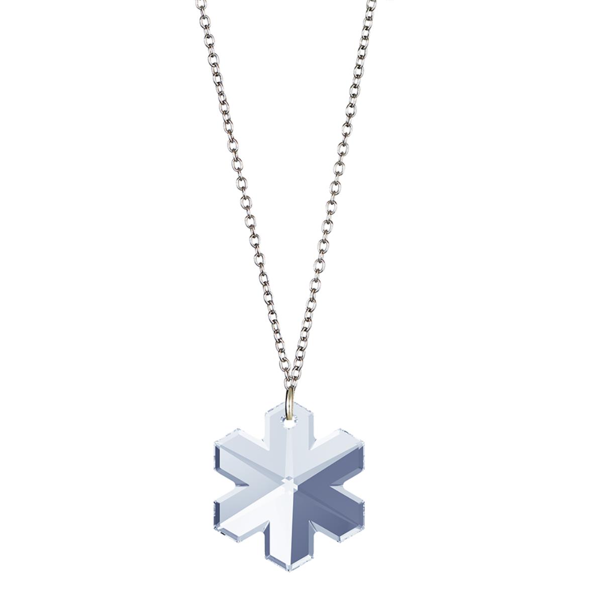 Sterling Silver Rhodium Blue Shade 25mm Snowflake Swarovski Crystal 18" Necklace