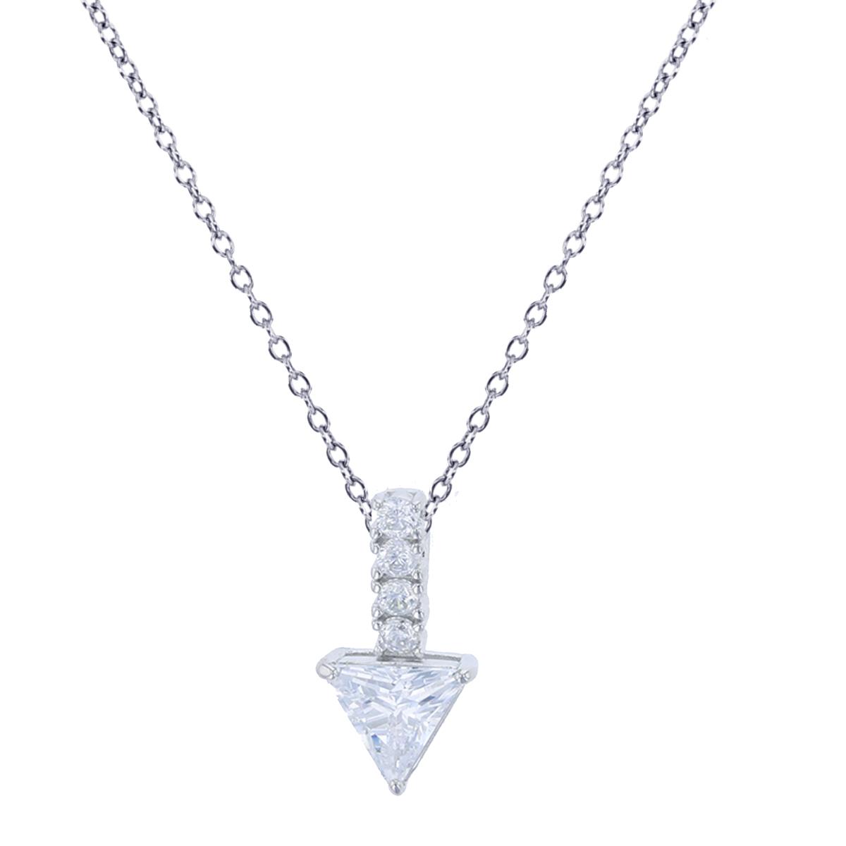 Sterling Silver Rhodium 6MM Triangle Drop 18" Necklace