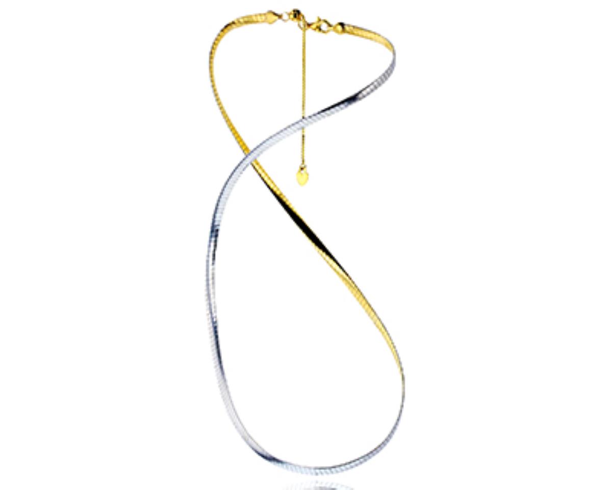 10K Two-Tone Gold 3.00mm Reversible 18" Adjustable Avvolto Necklace