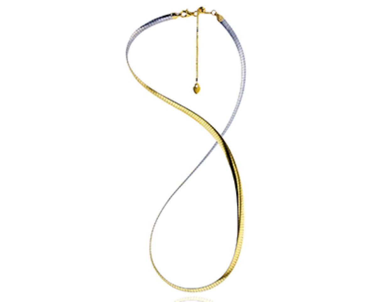 10K Two-Tone Gold 4.00mm Reversible 18" Adjustable Avvolto Necklace