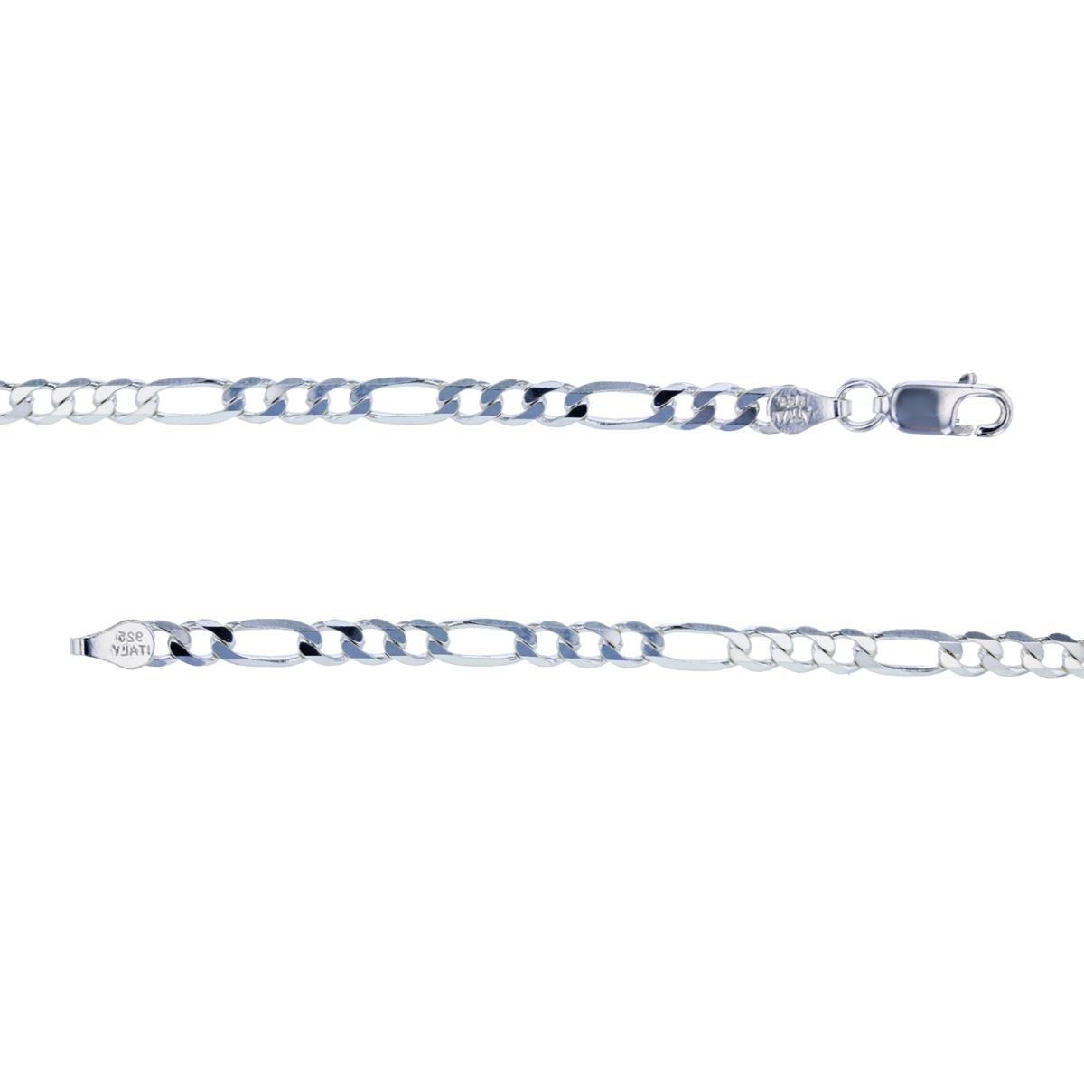 Sterling Silver Silver Plated 4.00mm 100 7.25" Figaro Chain Bracelet 
