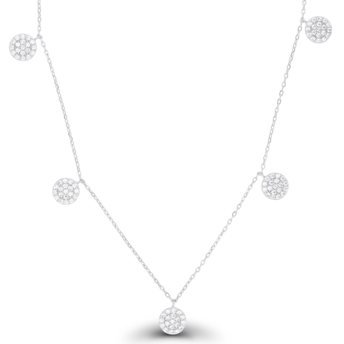 Sterling Silver Rhodium Micropave Circles 17" Necklace