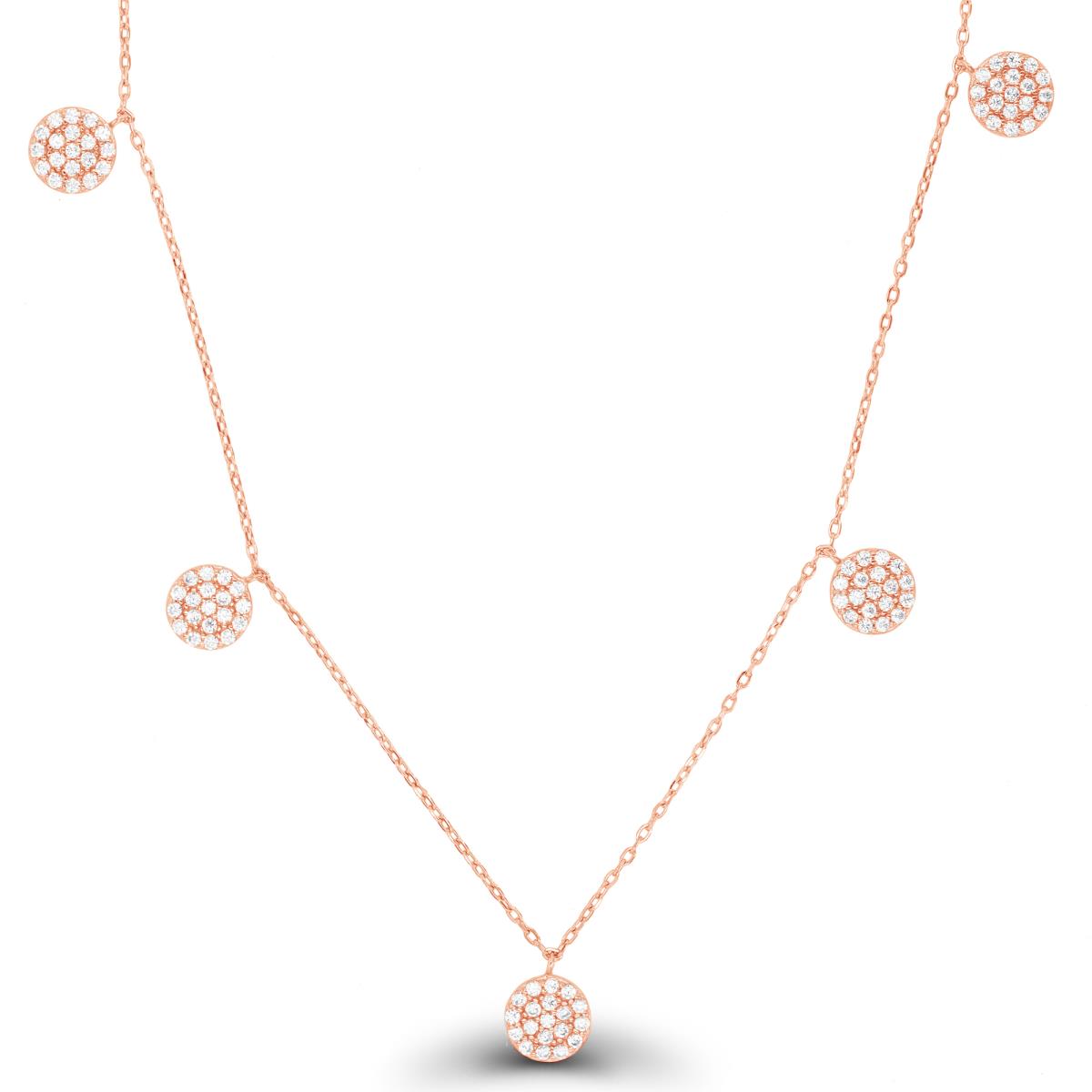 Sterling Silver Rose Micropave Circles 17" Necklace