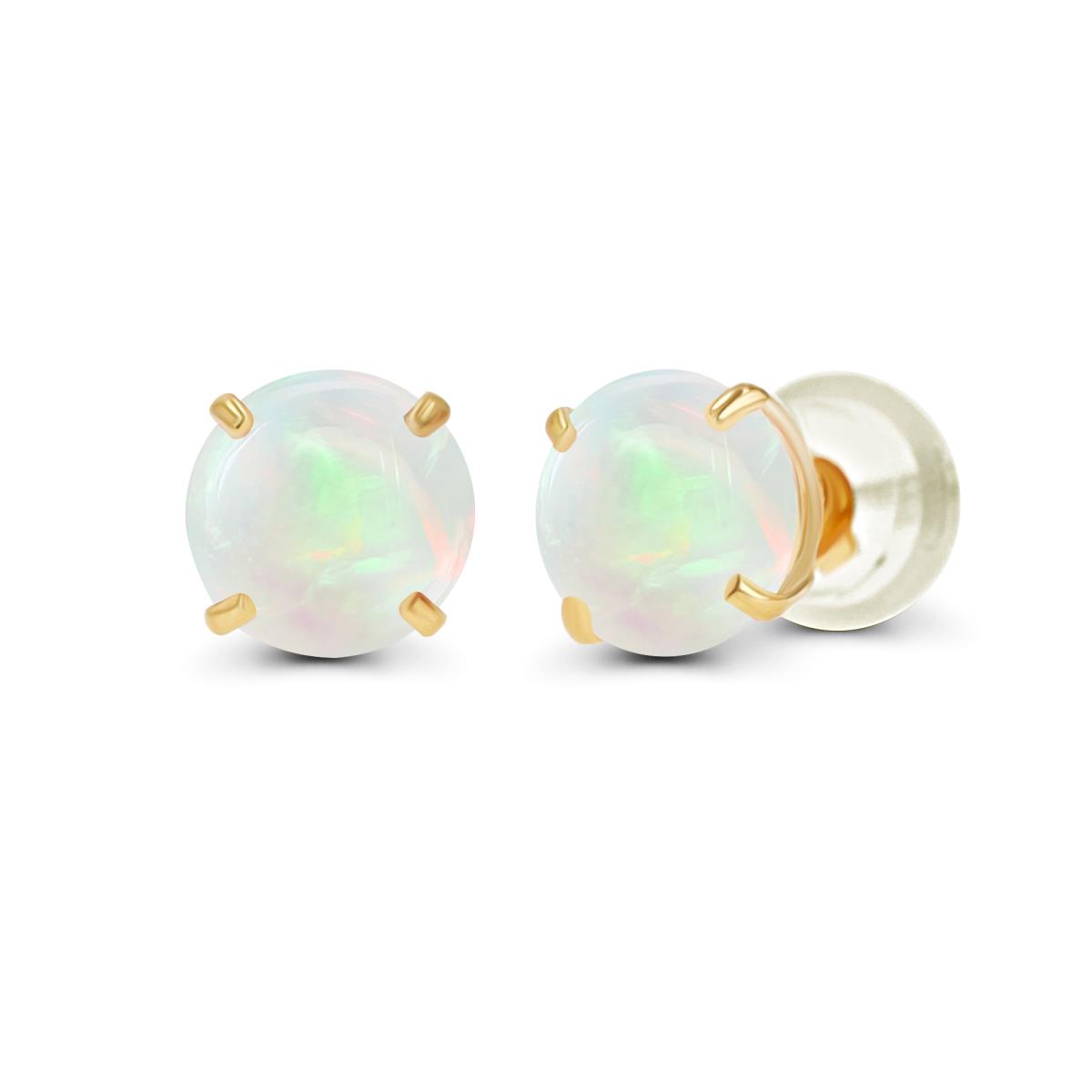 10K Yellow Gold 4.00mm Round Opal Stud Earring