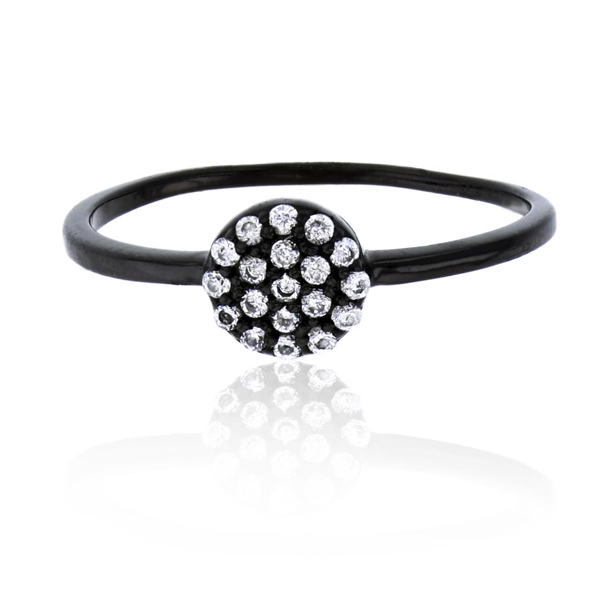Sterling Silver Black Micropave Circle Polished Fashion Ring