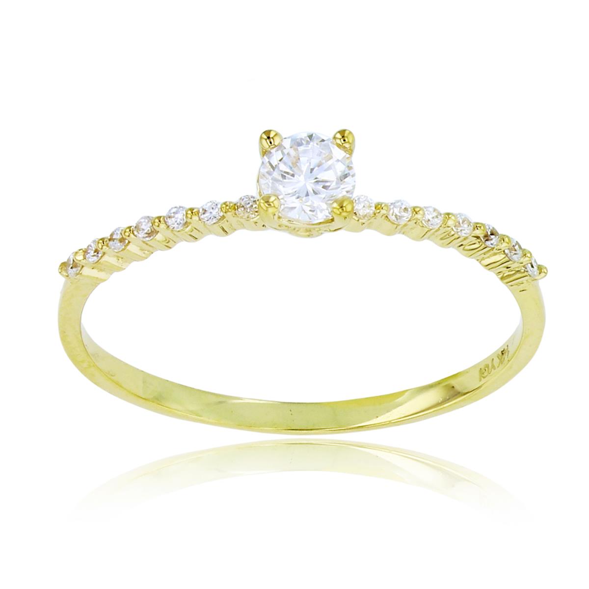14K Yellow Gold 3.5mm Rnd CZ Center Engagement Ring