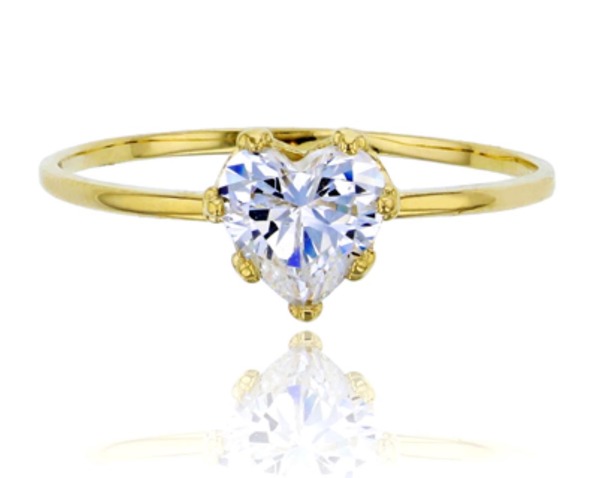 14K Yellow Gold Heart Cut Polished Solitaire Ring