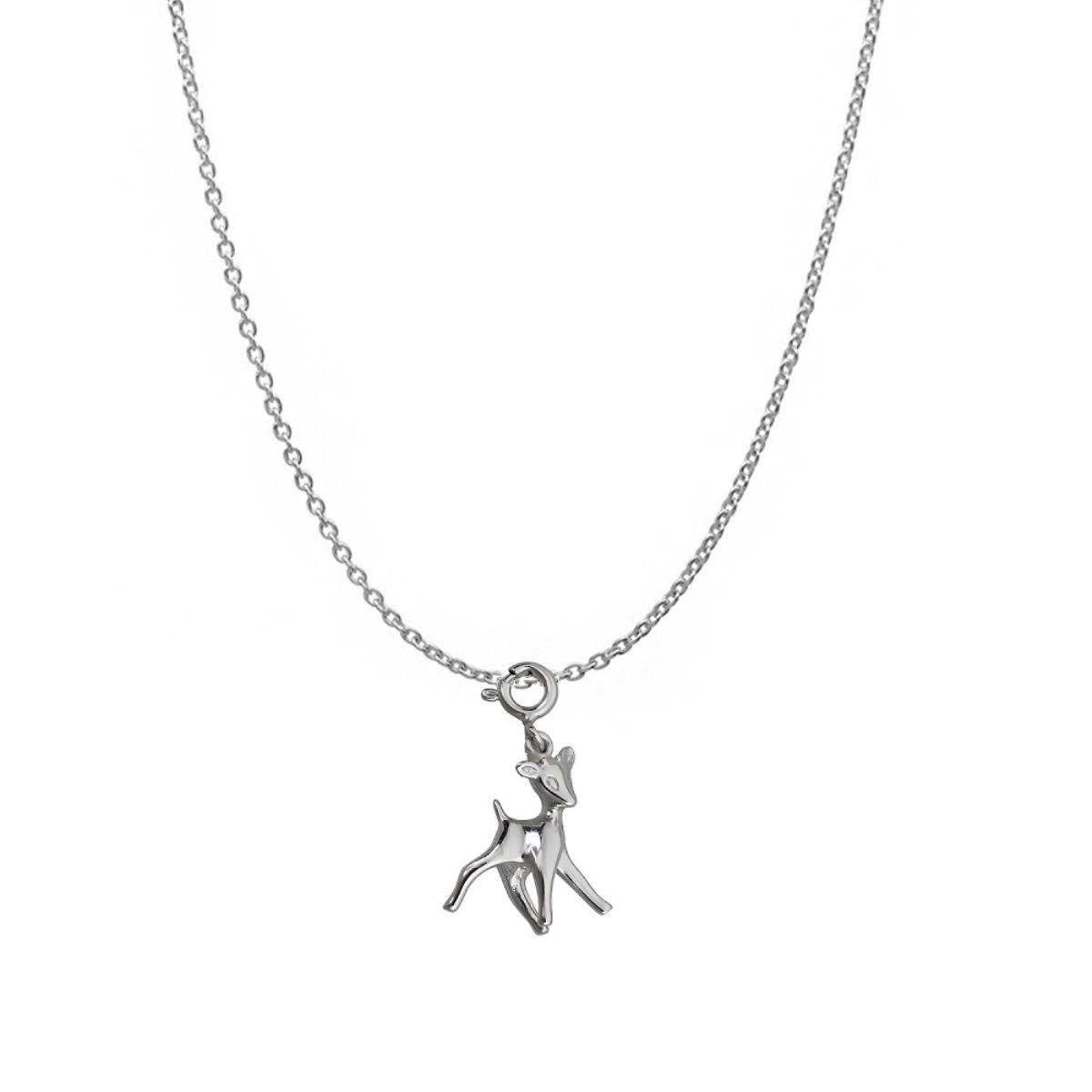 Sterling Silver Rhodium High Polished Bambi DC Cable Chain Necklace