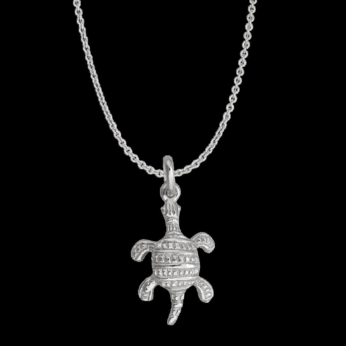 Sterling Silver Rhodium Turtle DC Cable Chain Necklace