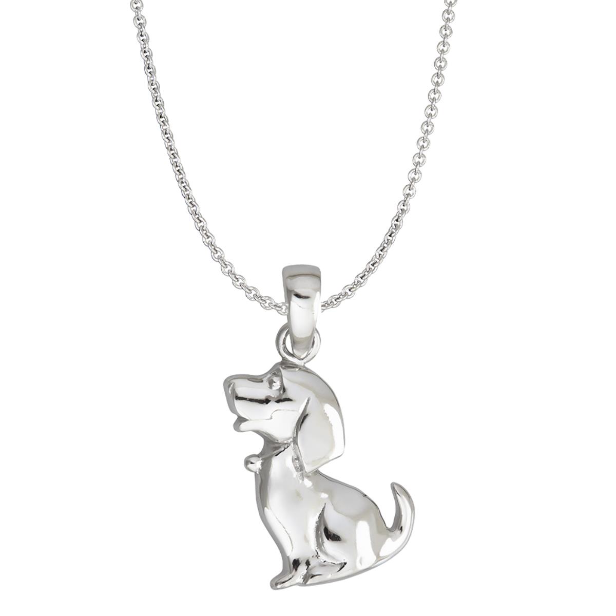 Sterling Silver Rhodium Dog DC Cable Chain Necklace