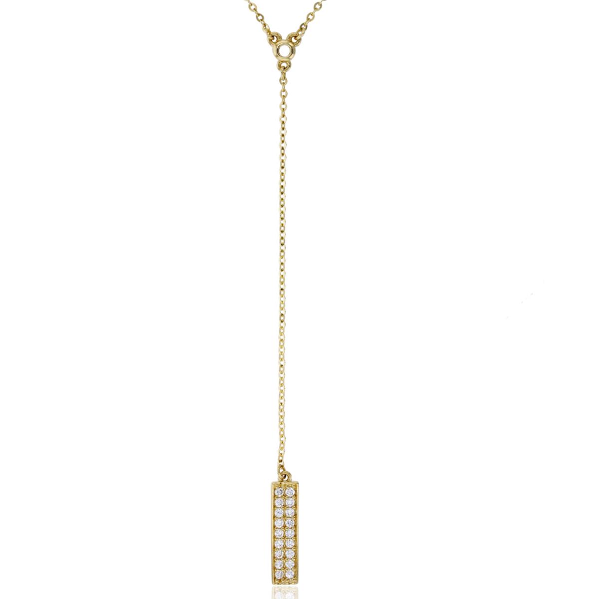 14K Yellow Gold Dangling Micropave 2-Row Straight Bar 17" Necklace