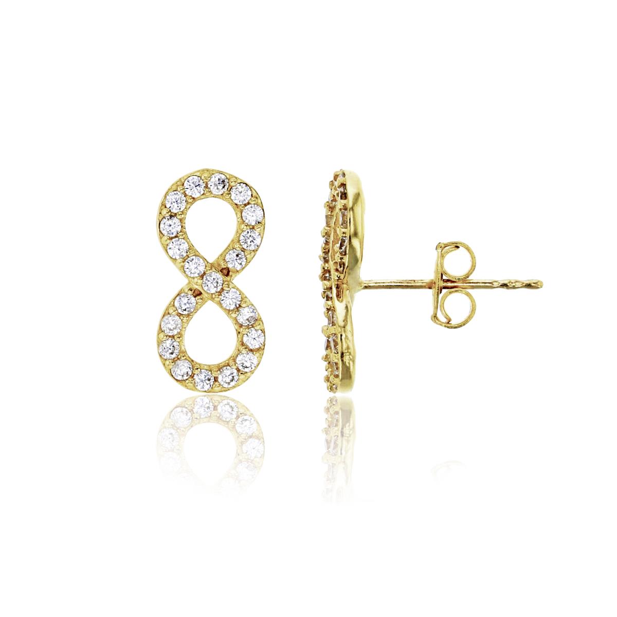 14K Yellow Gold Micropave Infinity Stud Earring