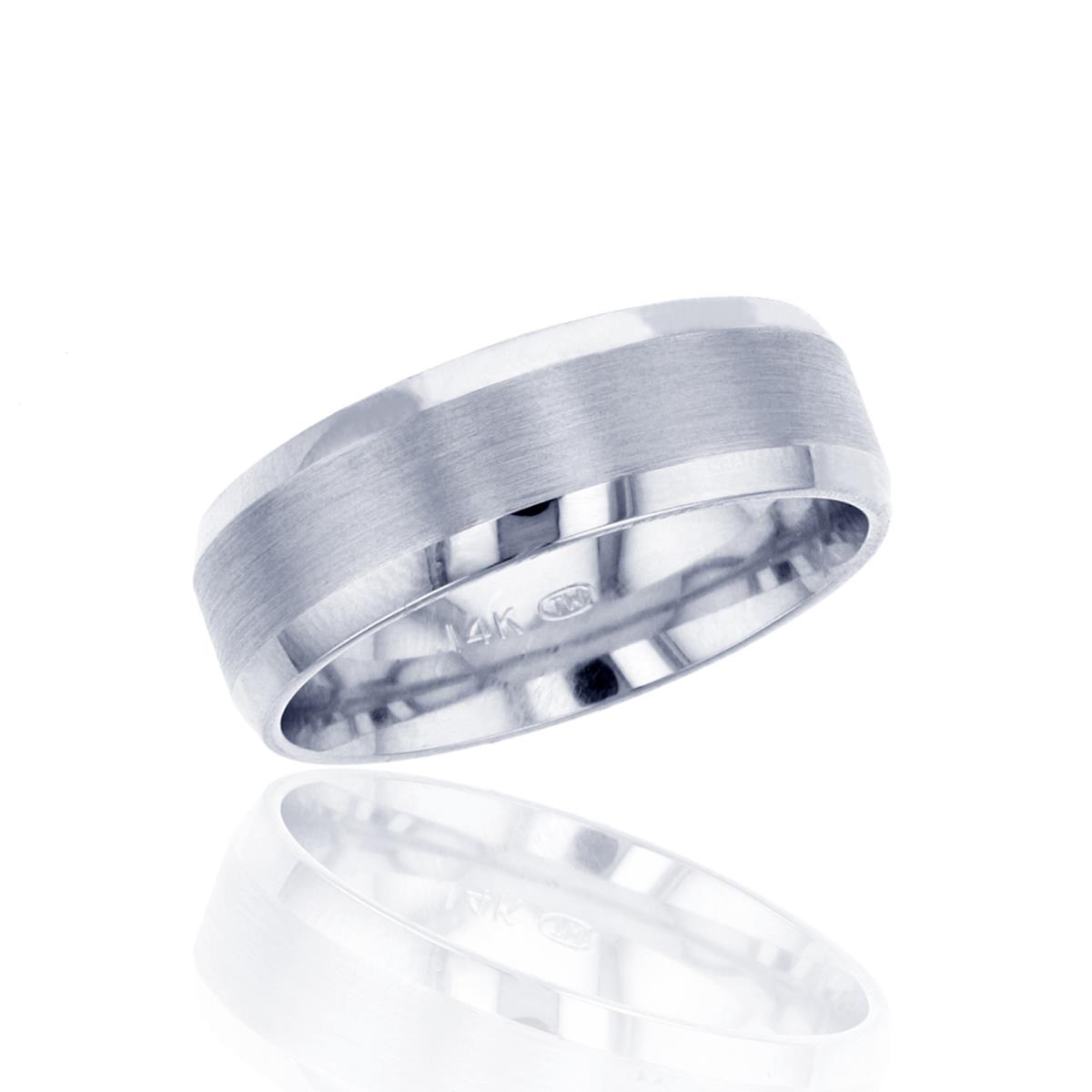 14K White Gold 7mm Satin Comfort Feel Engraved Wedding Band