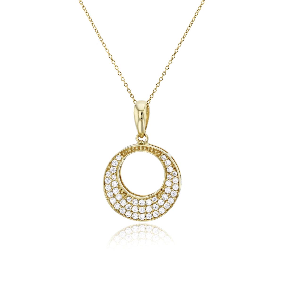 14K Yellow Gold Micropave CZ Open Circle Filigree 18" Necklace
