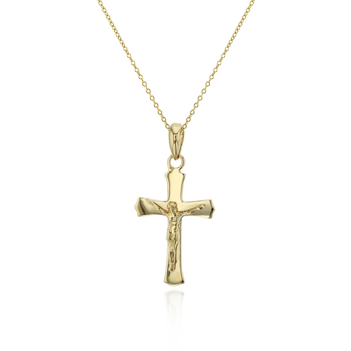 14K Yellow Gold 25x12mm Polished Crucifix Cross 18" Necklace