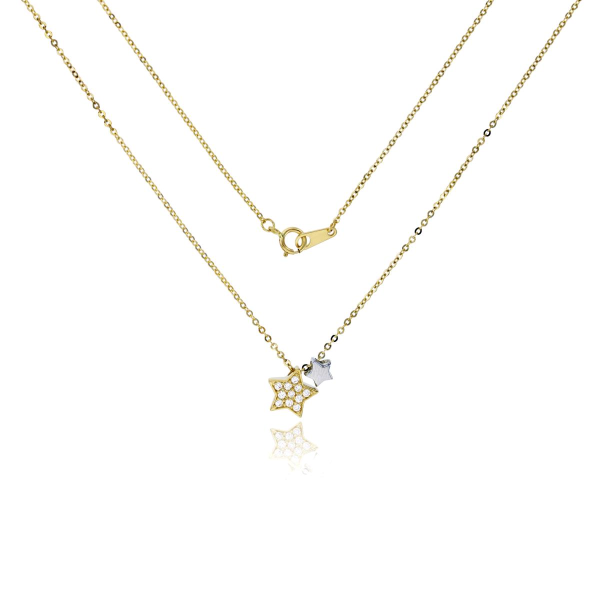 14K Two-Tone Gold Micropave & Polished Stars 16" Necklace