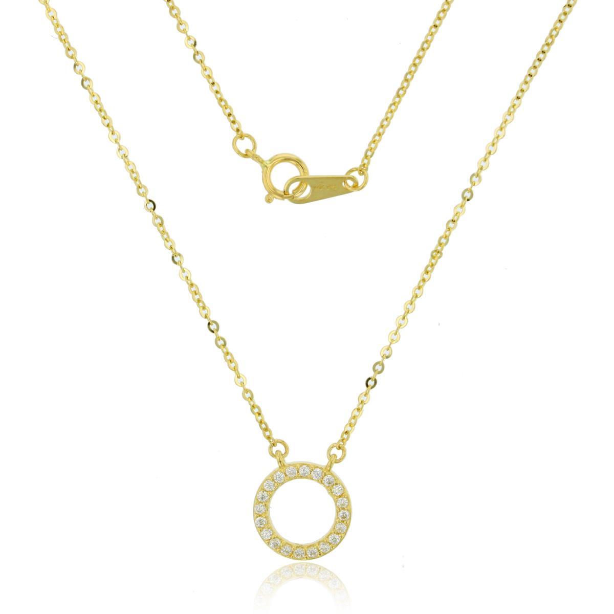 14K Yellow Gold Micropave Open Circle 16" Necklace