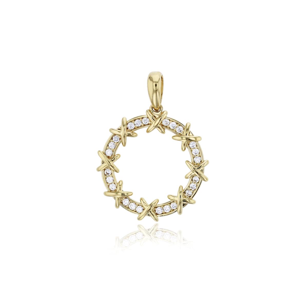 14K Yellow Gold Open Circle with Multiple "X" Dangling Pendant