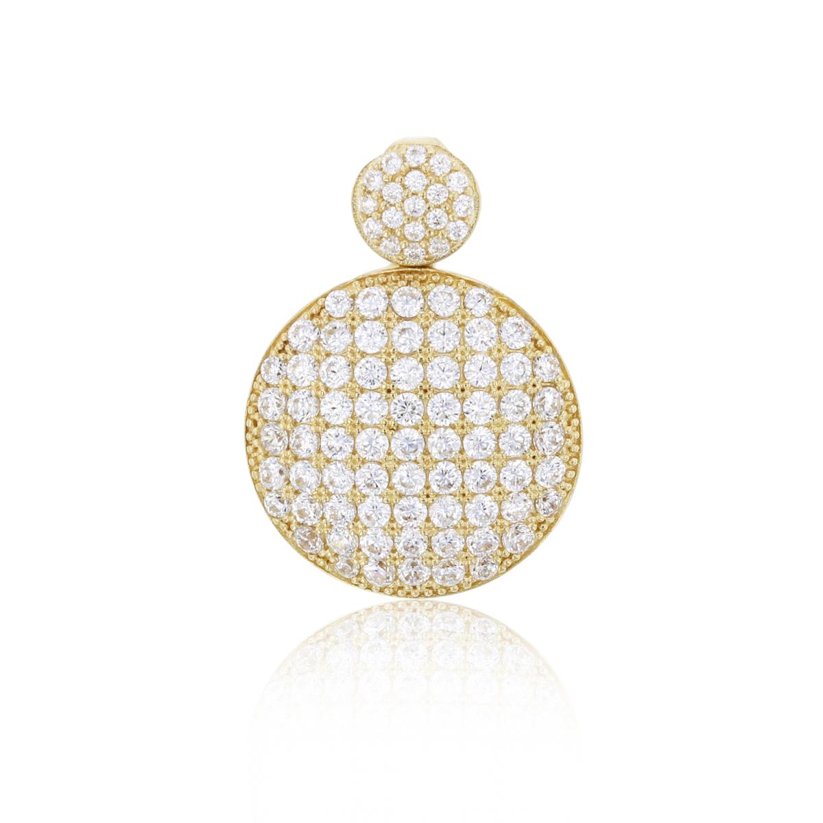 10K Yellow Gold Micropave Circle Hidden Bail Pendant
