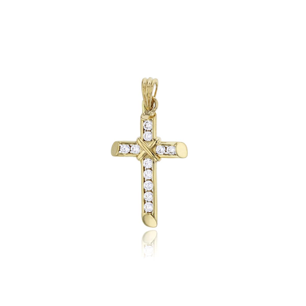 10K Yellow Gold Micropave Channel Set Cross Pendant