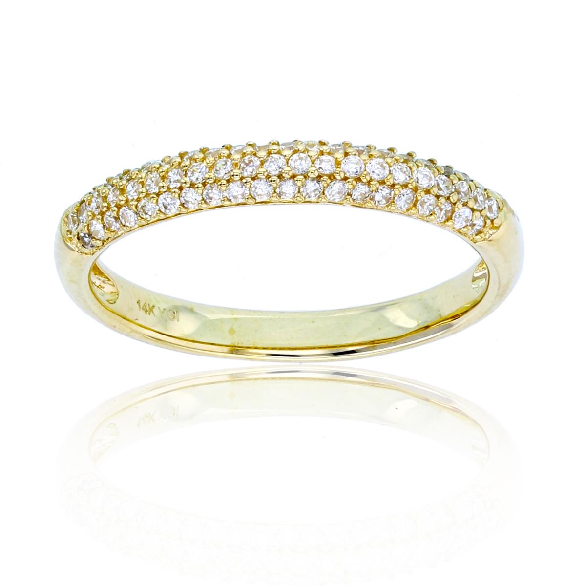 10K Yellow Gold Rnd CZ Pave Multi-Row Puffy Band